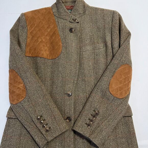 ORVIS Women's Vintage 90s Herringbone Hunting Shooting Jacket 100% Wool Size 12 - Picture 3 of 12